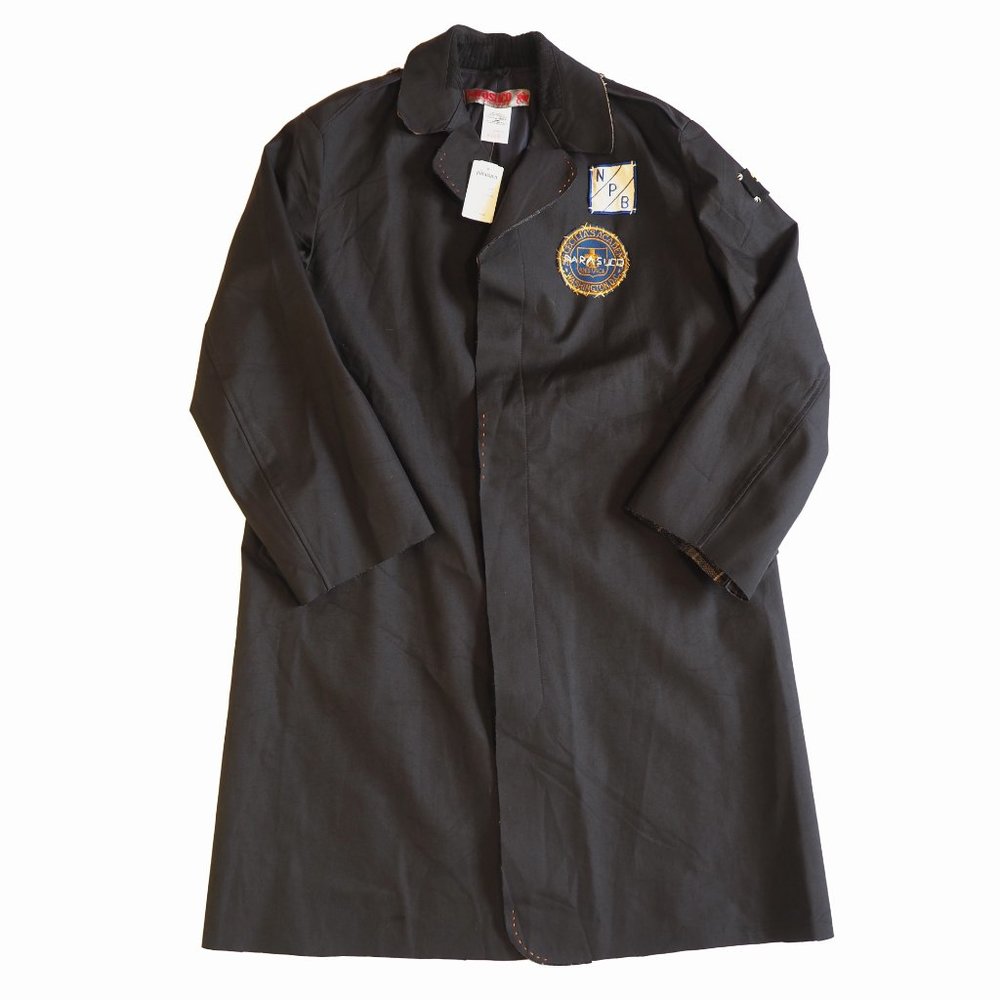 Rare Parasuco Trench Coat with Embroidered Patches Sample Made in Canada